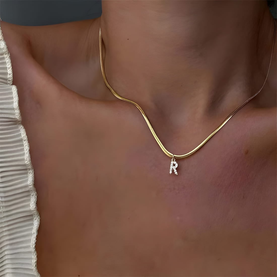 Kjiasiw Gold Plated Initial Necklace For Women - 24" Stainless Steel Letter Pendant